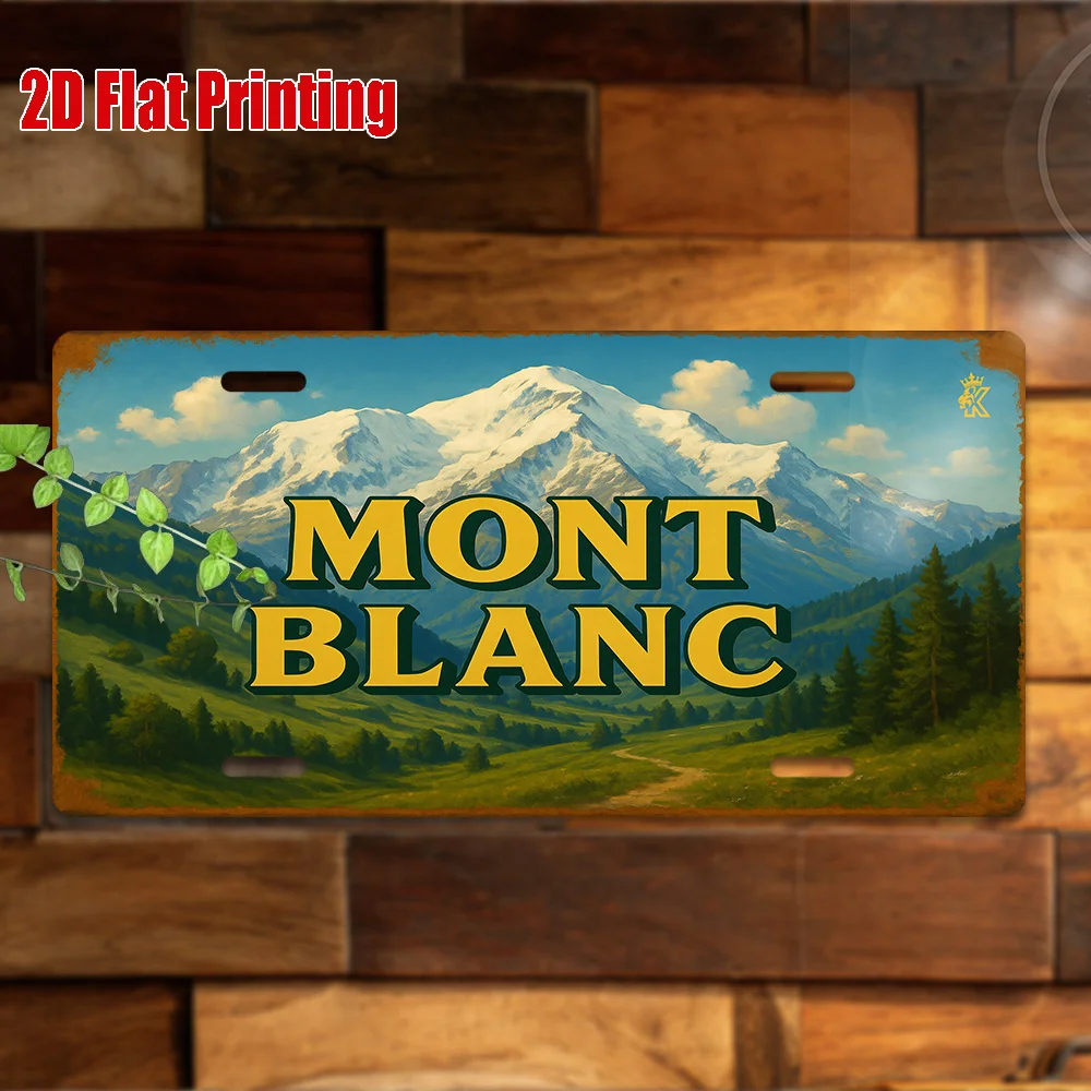 2D Flat, 2D Flat Printing, 1pc, Vintage Metal Sign, Only for decoration, Outdoor Wall Art (29.97cm * 14.99cm), MONT BLANC Alumin