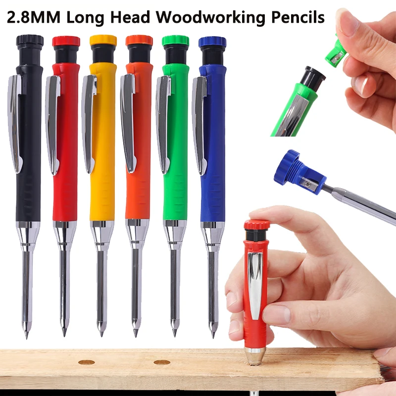 

6 шт. 2,8 мм деревообрабатывающие карандаши, твердый плотник с глубокими отверстиями, механический карандаш-маркер для деревообработки, инструменты для рисования архитекторов