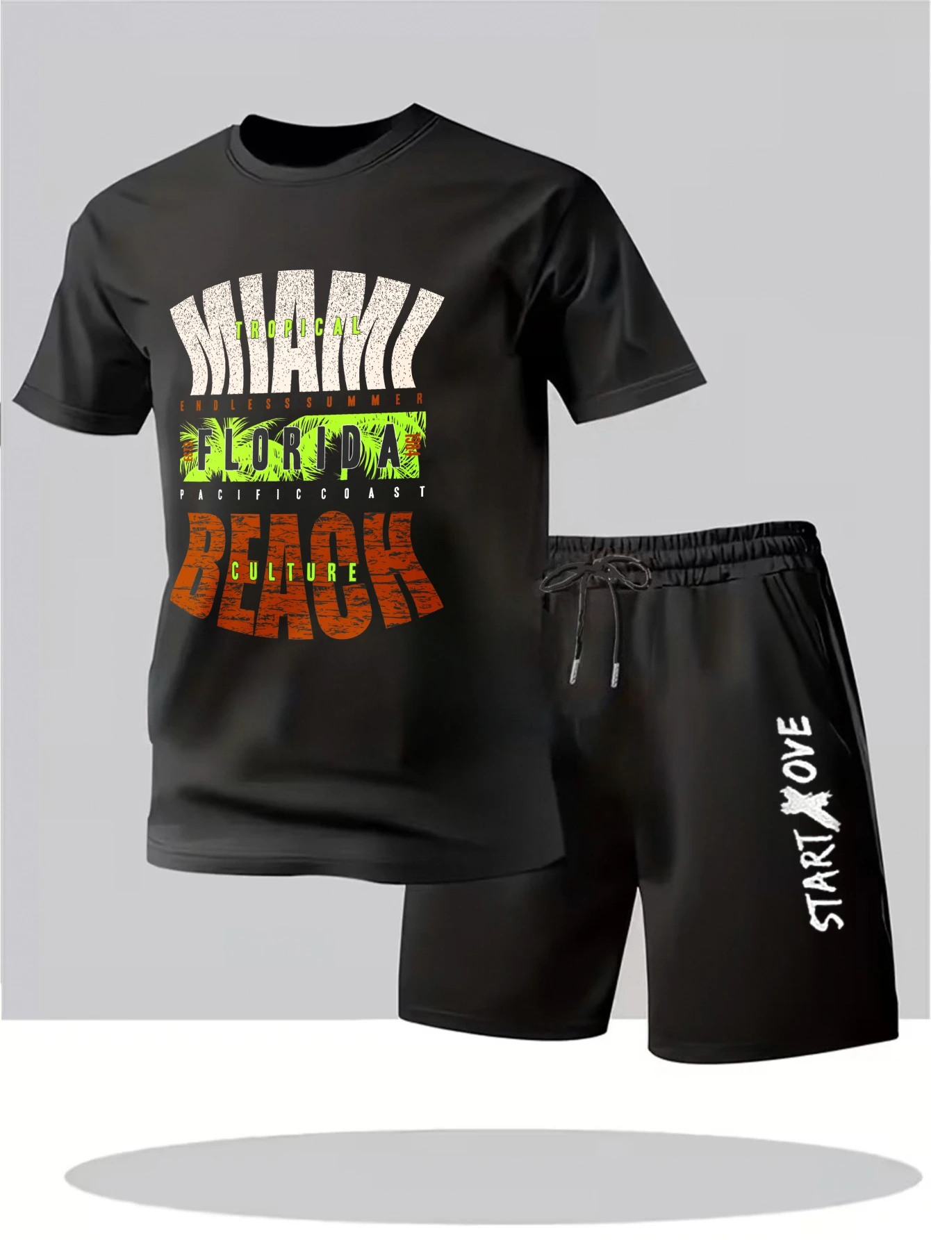 

Мужской летний комплект 2025: тонкий костюм-двойка с принтом, спортивный костюм Y2K из полиэстера с графическим рисунком