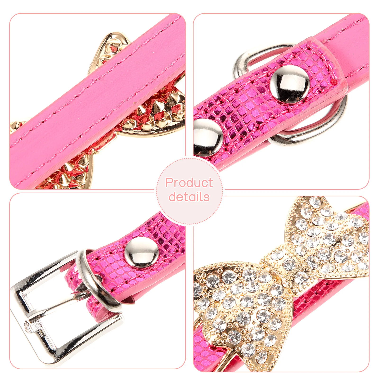 

Chic Rhinestone Butterfly Pet Collar Adjustable Pu Dog Cat Neck Collar Comfortable Skin-Friendly Wear-Resistant Decorative For