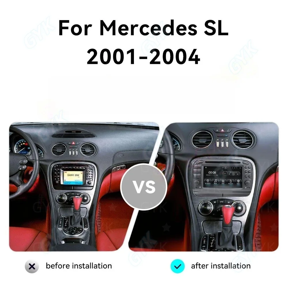 Android14  Multimedia Player HeadUnit For Mercedes Benz SL R230 2001 2002 2003 2004 Car Radio Carplay Stereo GPS Navigation 4G