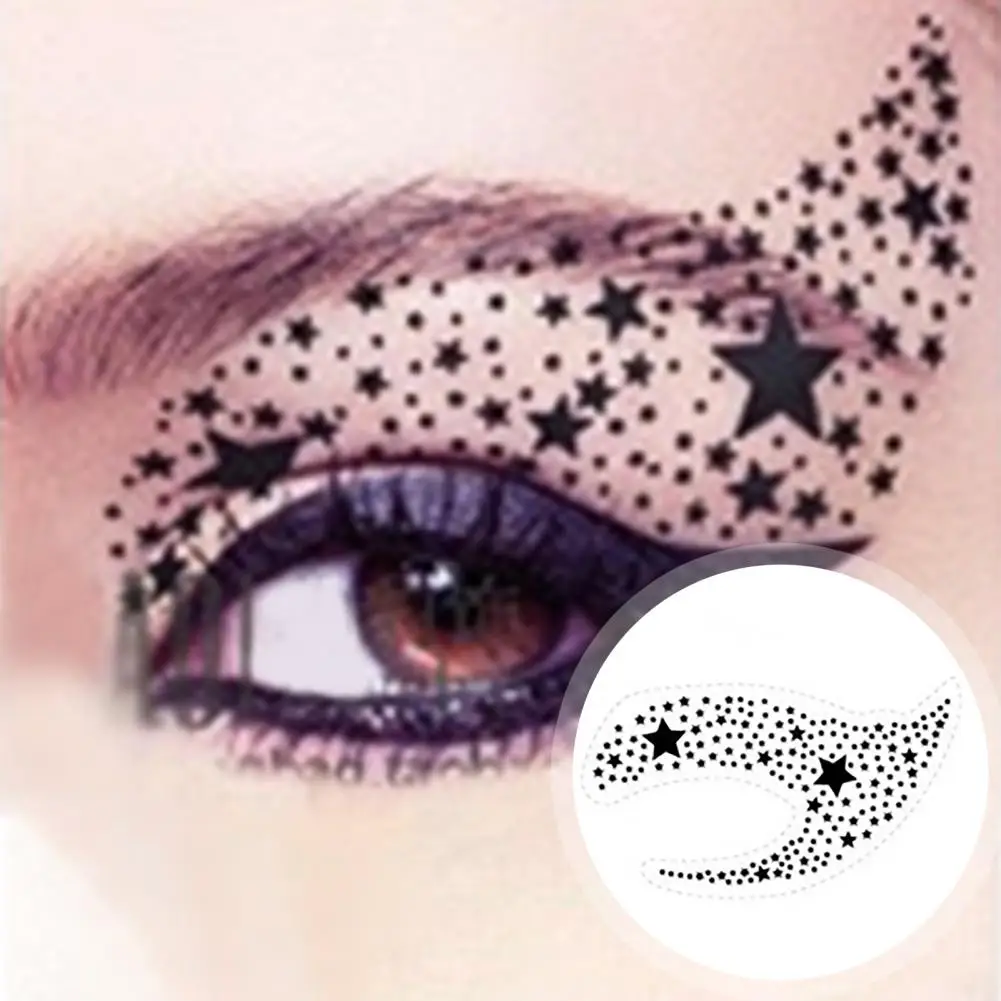 Face Tattoo Sticker 2 Pcs Waterproof Eye Tattoo Stickers for Halloween Makeup Diy Disposable Eyeshadow Eyeliner Face Sticker