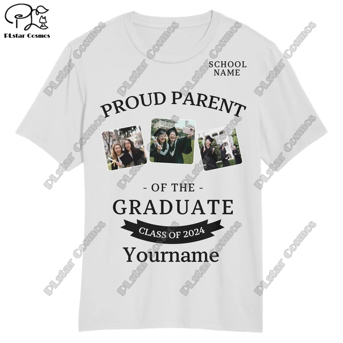 PLstar Cosmos Unisex Customized Name School Name 3D Printed T-Shirt 2024 Celebration Graduation Customized Top B-3 image 2