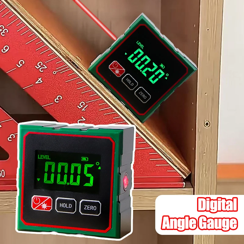 Double Sided Laser Inclinometer Digital Angle Finder Magnetic Inclination Measurement Tool Home Use Type-C Charging Angle Meter