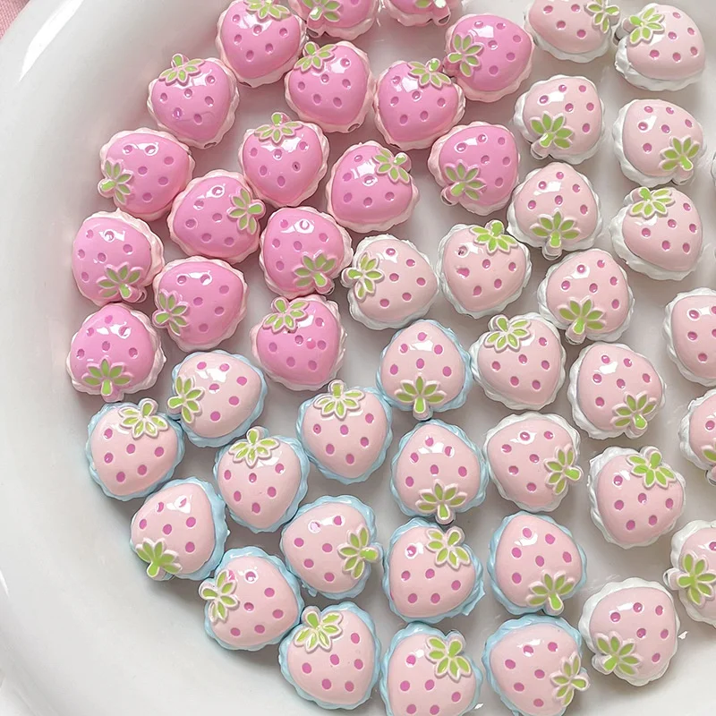 13MM Alloy Hand Drawn Double-side Strawberry Beads Loose Spacer Bead Handmade For DIY Jewelry Making Bracelet Necklace Accessory