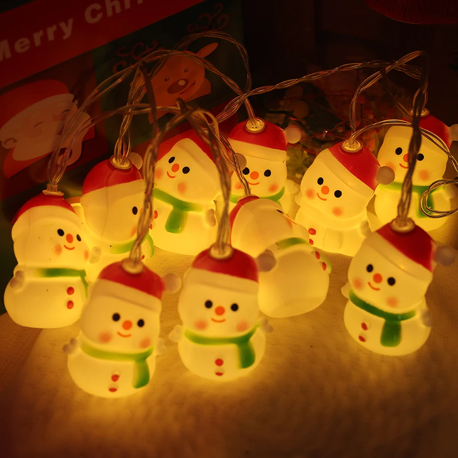 Guirlande lumineuse de noël LED, Arrangement de décoration d'arbre de noël en plein air, atmosphère de bonhomme de neige de noël, guirlande lumineuse colorée