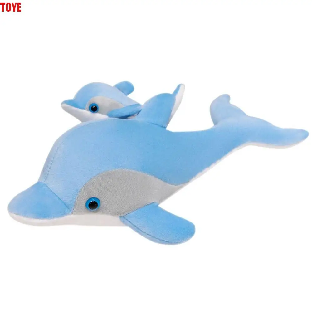 

Simulation Blue Dolphin Plush Toys PP Cotton Cute Dolphin Mom-Child Stuffed Toys Soft 38cm Dolphin Sofa Pillow