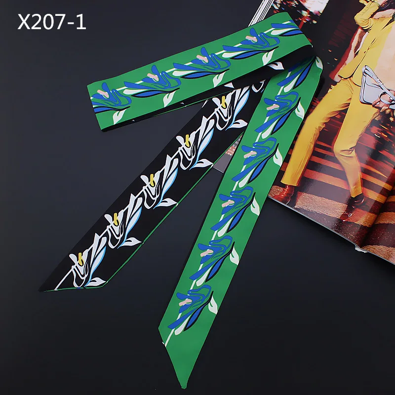 2024 New Fashion 120cm Small Scarf Print Women Silk Scarf Luxury Brand Head Scarf Handle Bag Ribbon Small Long Scarves