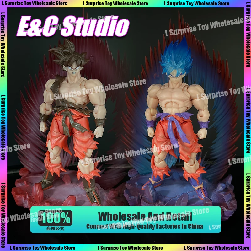 

E&C Studio Son Goku Фигурка Dragon Ball Super Saiyan Blue Son Goku Kaioken Battle Damage 3.0 Body Аниме Фигурки Игрушки Подарки