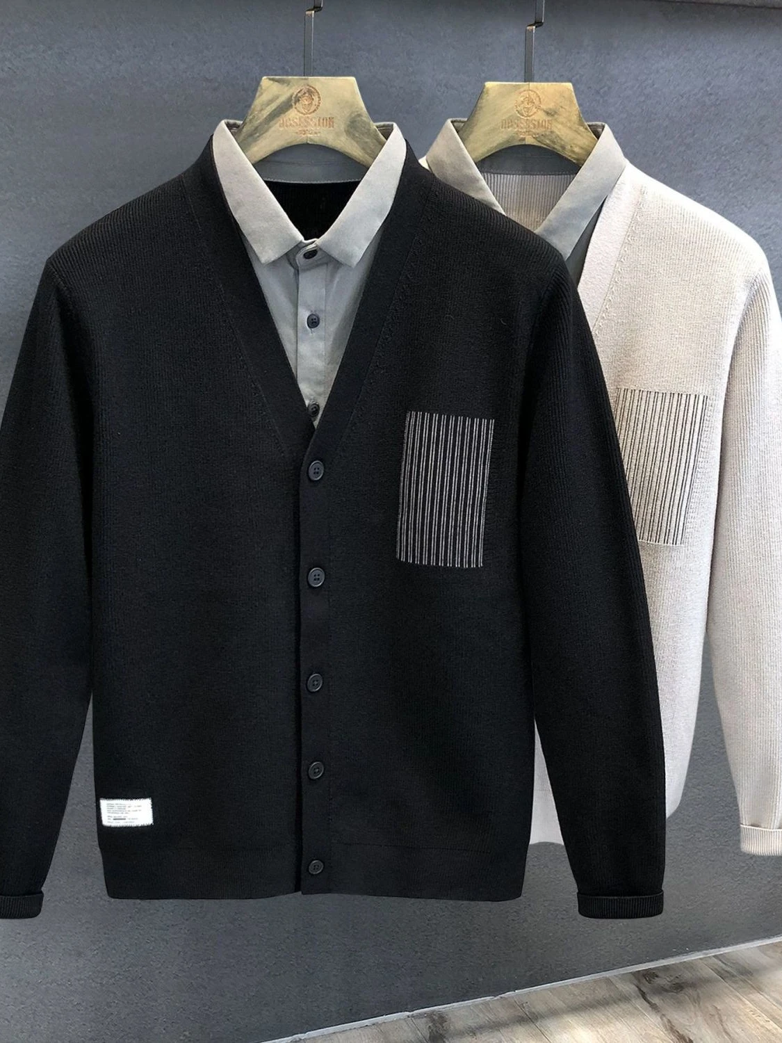 

Высококачественный легкий вязаный свитер с воротником Haome для взрослых, мужской осенне-зимний вязаный открытый кардиган, верхняя одежда