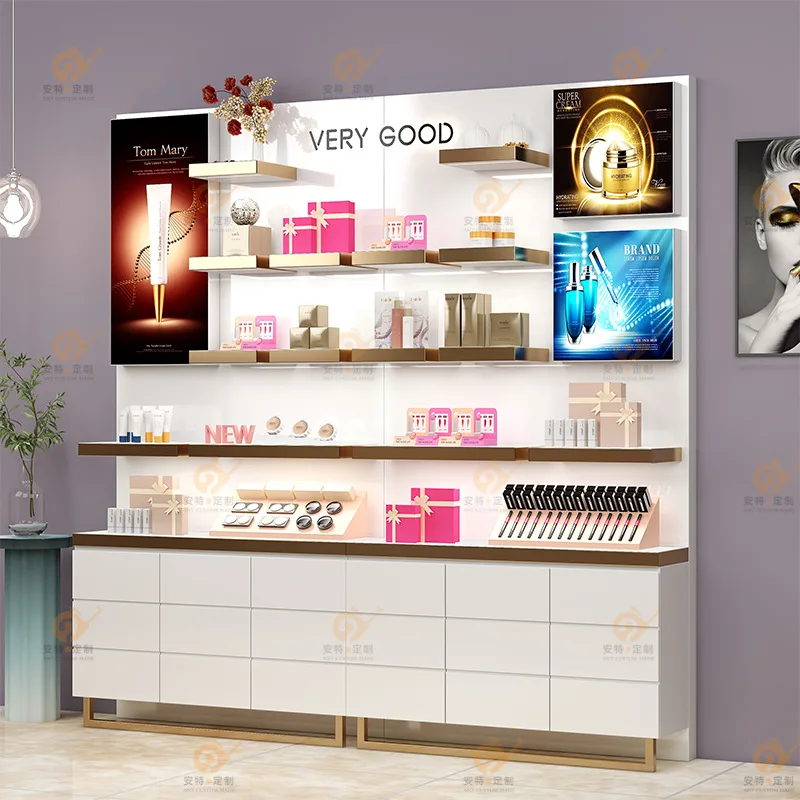 Beauty salon Cosmetics display cabinet Baking paint Commercial display cabinet with lamp Display counter Nail art product sample
