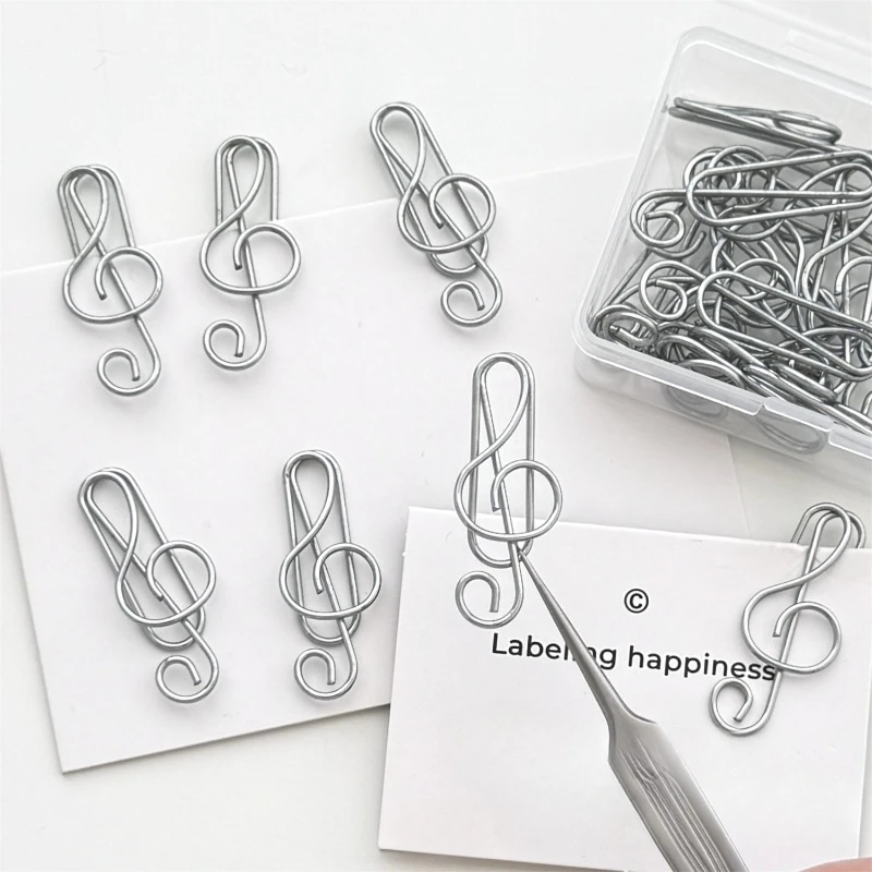 

10Pcs Korean INS-style Silver Musical Note Paperclips Girls' Notebook Index Bookmark Memo Photo Decorative Clips File Binder