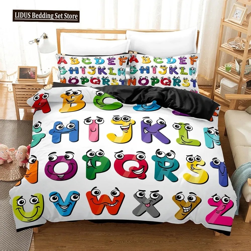 Alphabet Lore Bedding Set Single Twin Full Queen King Size Bed Set Girls Boys Bedroom Duvet Cover Sets Anime Duvet Cover