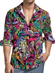 Chemise longue tête de mort de musique rock pour hommes, punk hawaïen, floral décontracté, manches d'automne, cool, surdimensionné, chemisier en Y, social, coupe couvertes