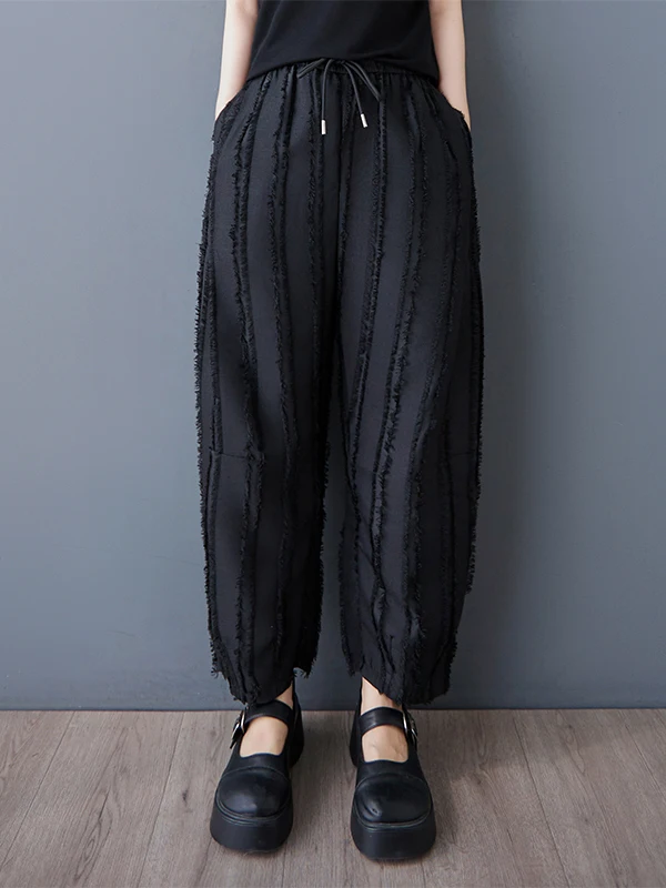 

Повседневные брюки-шаровары, женские новые летние брюки серии k 2025, персональные свободные брюки в полоску с девятью точками