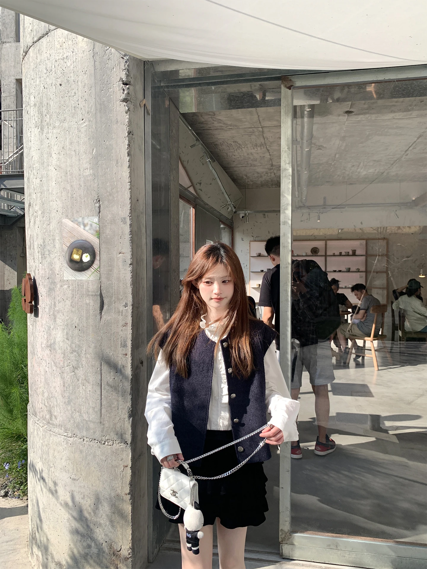 

Длинный комплект из двух предметов с кружевной отделкой Sve irt и жилет с ярким диагональным узором, повседневный ансамбль Faion для женщин от Zzhenstudio