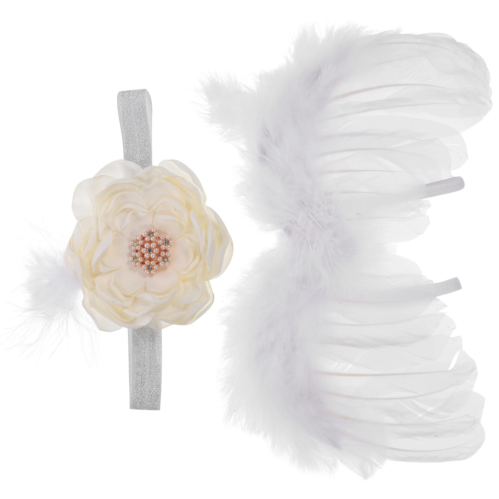

1 set Angel Wings Newborn Photography Props White Toddler Newborn Photography Baby Clothing Headb Reusable Infant