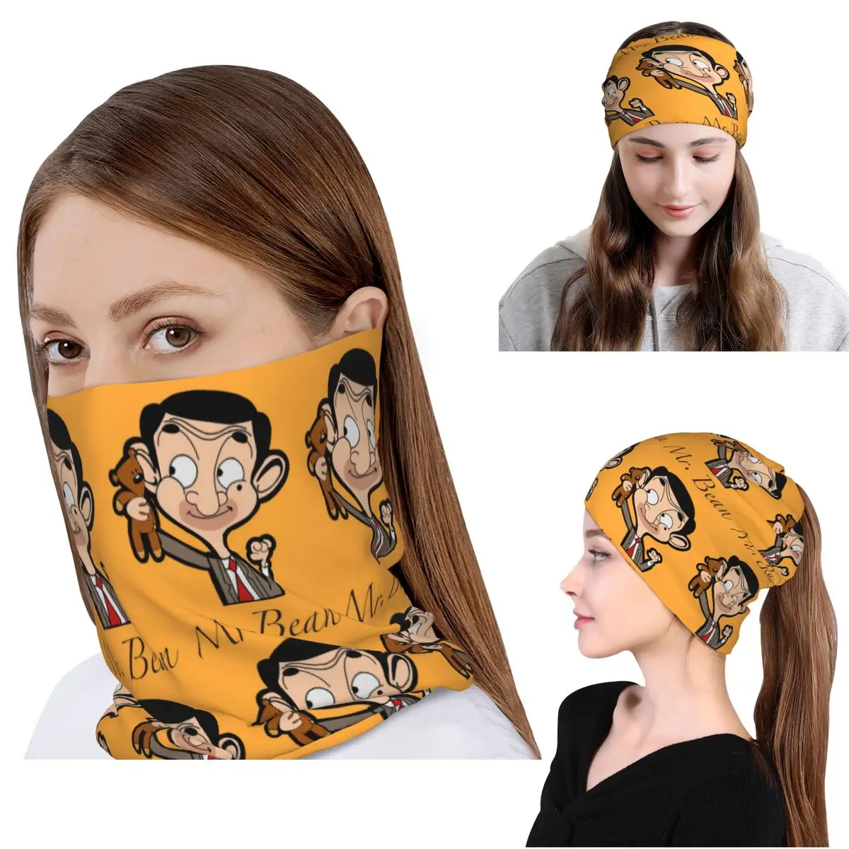 

Mr. Bean Cartoon Bandana Neck Cover Face Scarf Warm Cycling Scarf Beanies Hat Unisex Adult Breathable