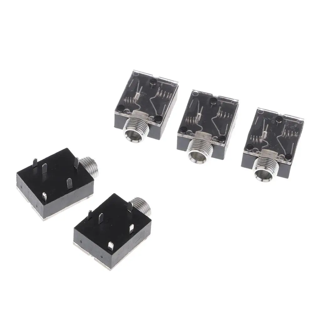 5Pcs 플라스틱 PCB 마운트 5핀 스테레오 3.5mm 소켓 오디오 커넥터