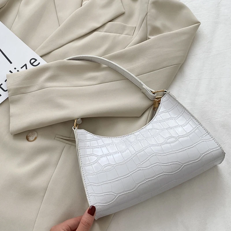 FZFZ 여성용 쇼핑백 여성용 핸드백 어깨 가방 체인 핸드백 겨드랑이 가방 여성 가방 작은 사각형 가방 흰색