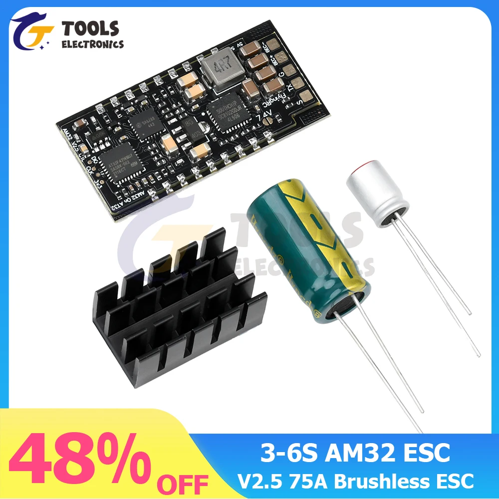 

3-6S AM32 ESC V2.5 75A Brushless ESC Airplane BEC 32-bit Drone RC FPV Model Airplane Master Control