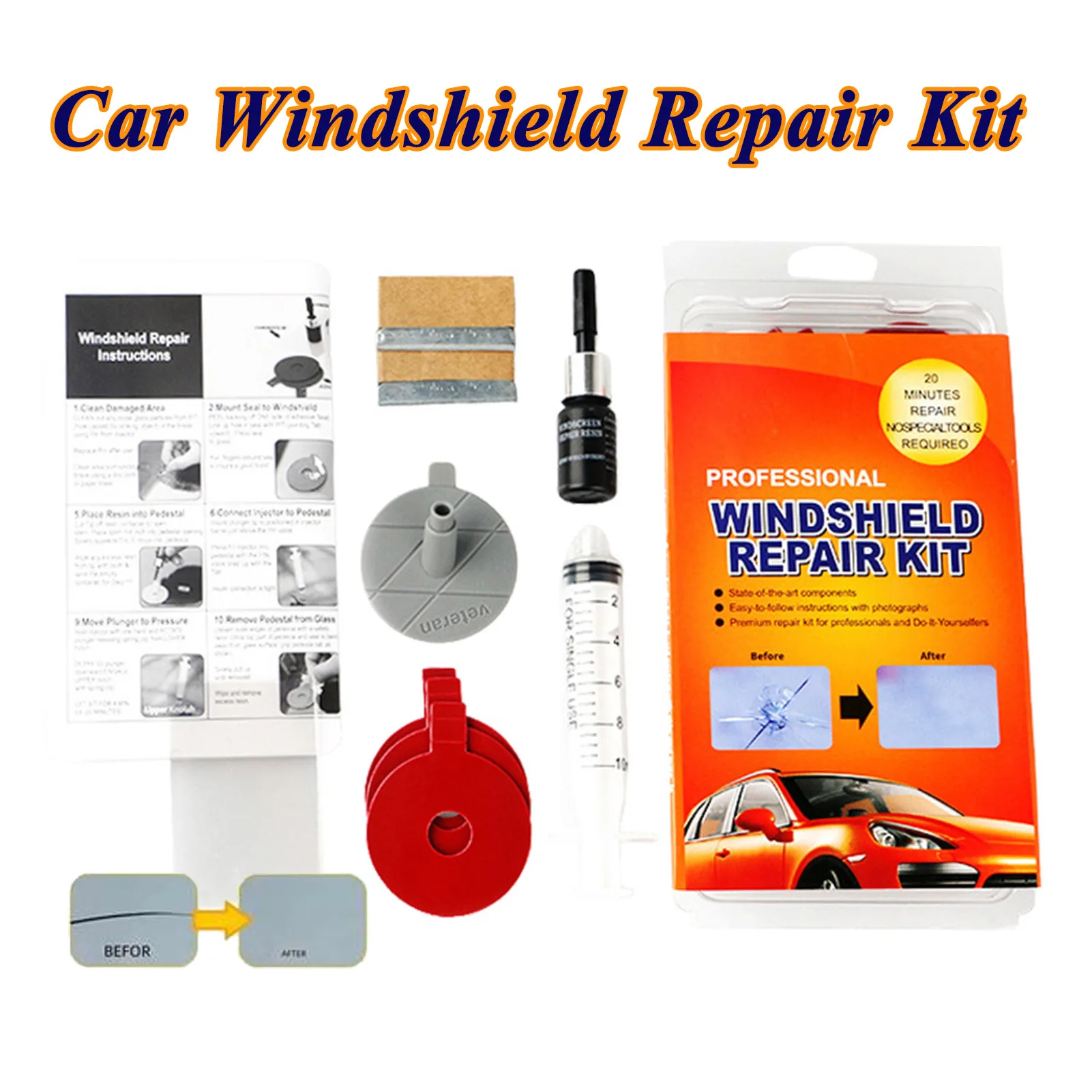 

Car Windshield Repair Kit Auto Cracked Glass Repair Kit Quick Fix Car Glass Windshield Crack Chip Scratch Restore Repair Tool