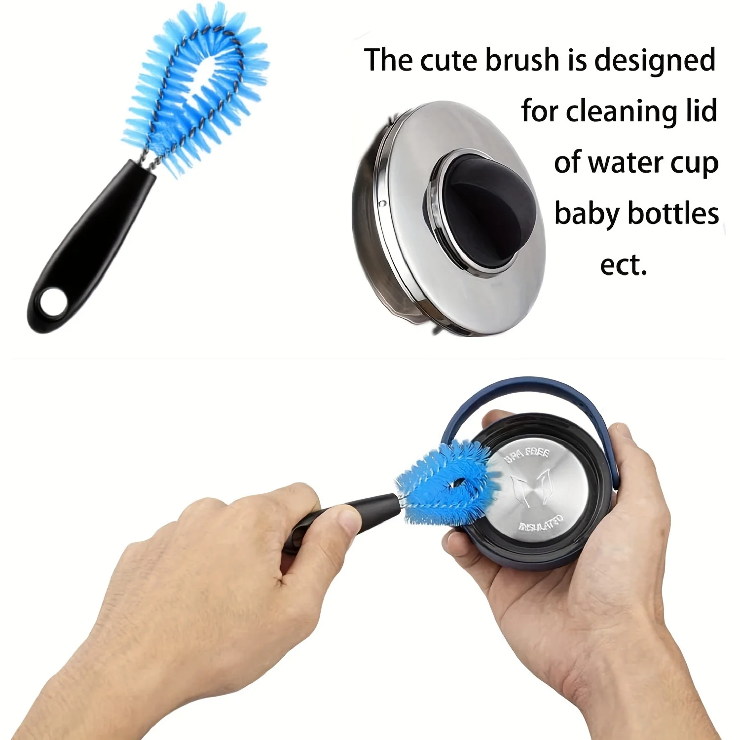 3-in-1 Stainless Steel Water Bottle Brush Set Cleaning Brush Long Handle Water Bottles Cleaner Washing Kitchen Scrubbing Tools