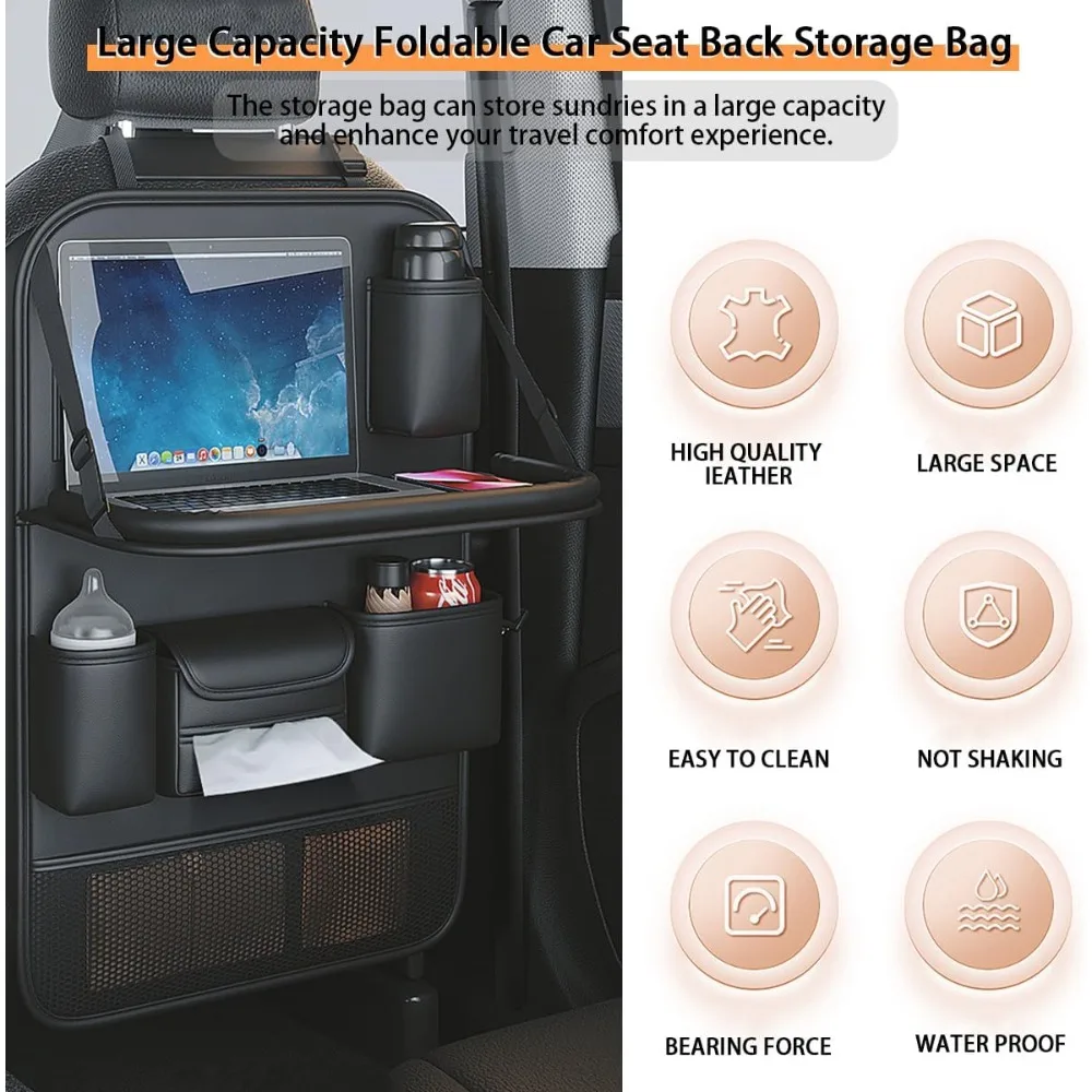 Friendly Rear Seat Organizer Premium Waterproof PU Leather Car Seat Back Pocket with Stain Proof Tablet Storage Auto Accessory - view 3