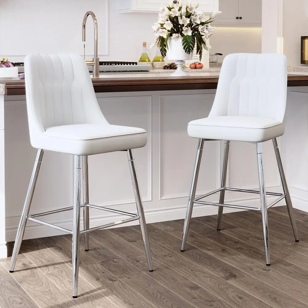 Counter Height Bar Stools Set o 2,White Bar Stools with Back,27