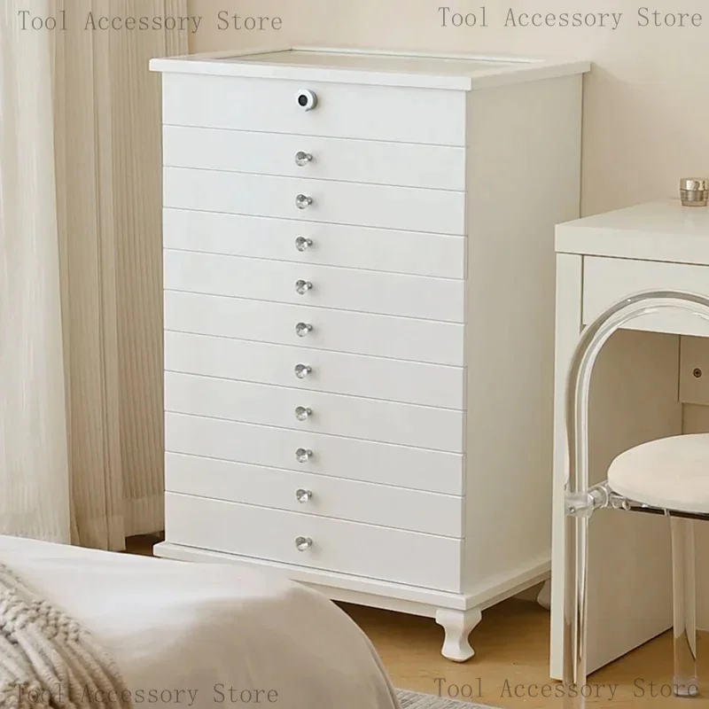 

Fingerprint Lock Cabinet Floor Wooden Jewelry Box European Multi-Layer Large Capacity