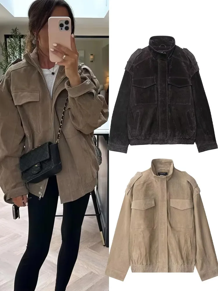 

HH женские осенние однотонные пальто High Street водолазка с карманами и украшением на молнии, новые модные женские куртки с длинными рукавами 2025