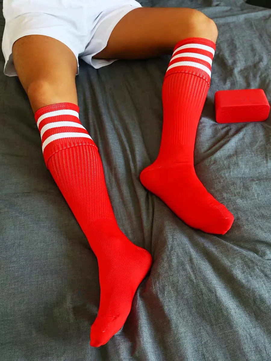Chaussettes de dehors Confortables pour Homme, à la Mode, Blanc, Jaune, Bleu, Rose, pour Document, Long Tube, Football, Streetwear, 3 Paires