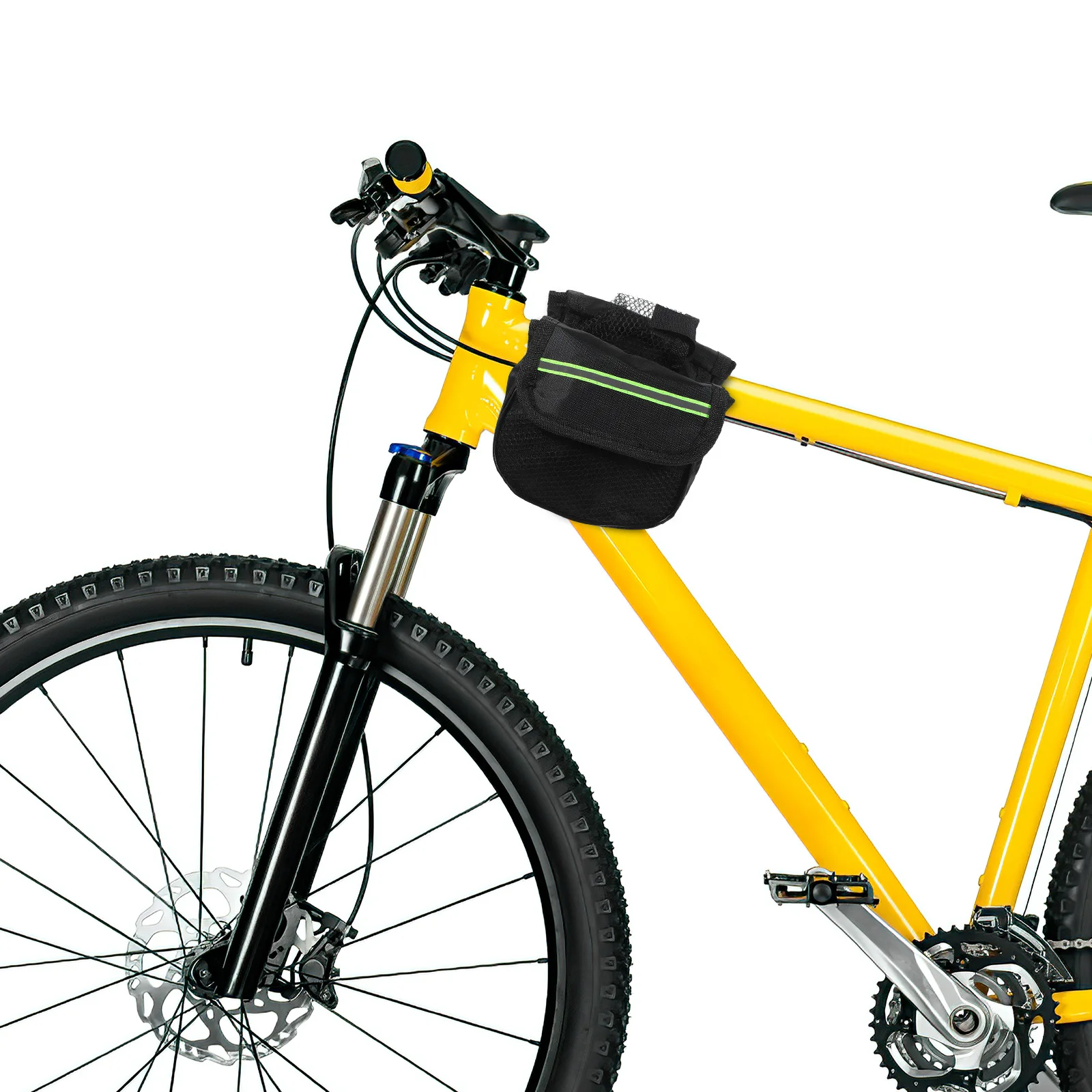 

Cycling Bike Handlebar Bag Black Reflective Lightweight Durable Road Bike Riding Case with Three Pockets for Night Riding