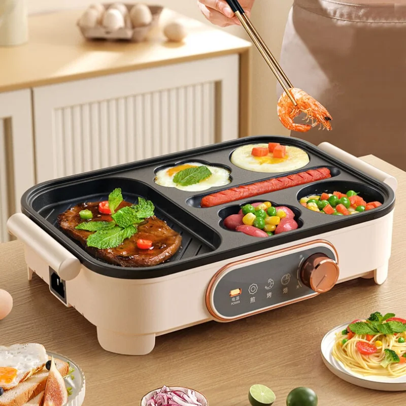 220V Breakfast Maker with 3-in-1 Functions, Non-stick Coating, and Easy-to-Clean Plates, Ideal for Eggs, Pancakes