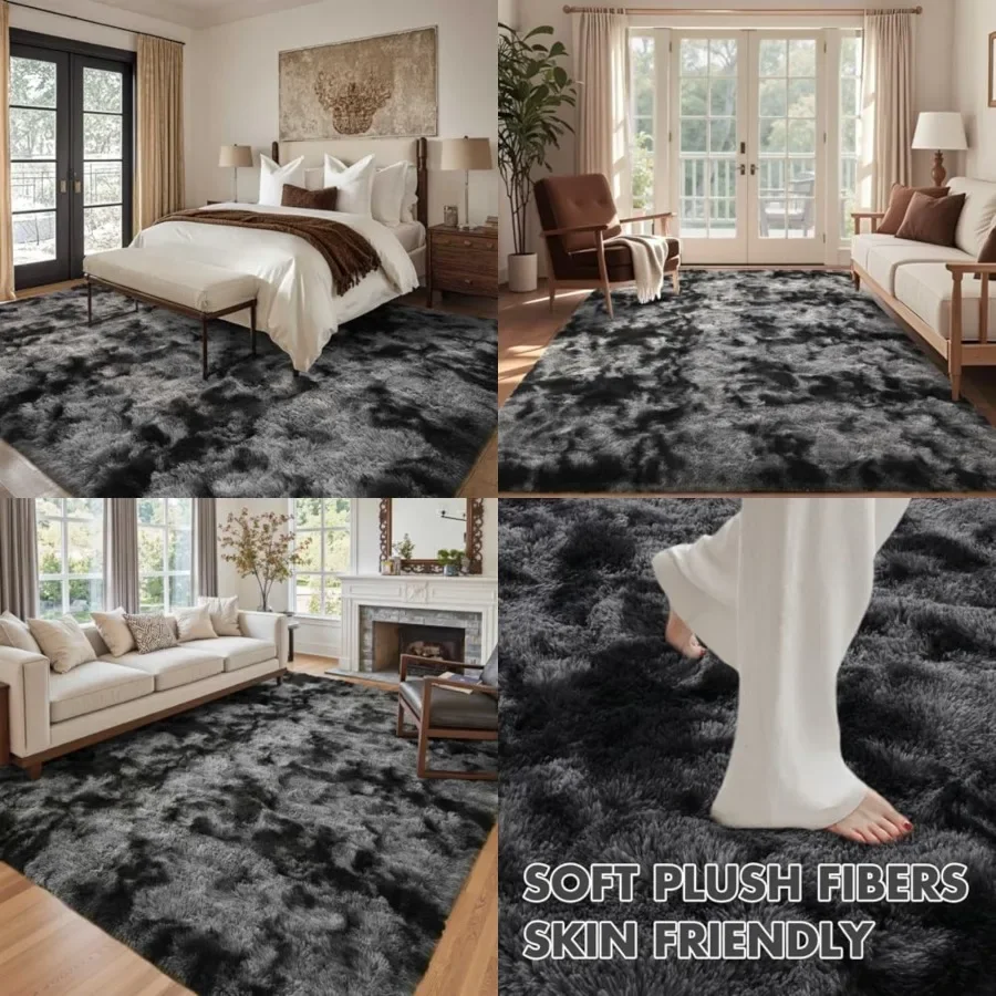 

6x9 Feet Large Shag Rugs for Living Room Decor, Tie-Dyed Ultra Soft Fluffy Furry Area Rugs for Bedroom Indoor Floor, Aesthetic