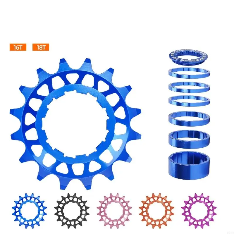 

Single Speed Cassettes with Spacer and Locking Rings, 16T 18T Single Speed Cogs Conversion Kits for Multiple Speed Bikes 69HD