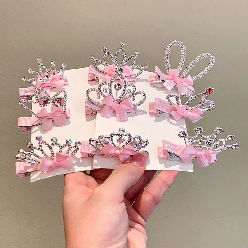 Three-dimensional Crown Children\'s Hairpin Princess Rhinestone Crown Headwear Cute Girls Baby Hair Clips Kids Hair Accessories