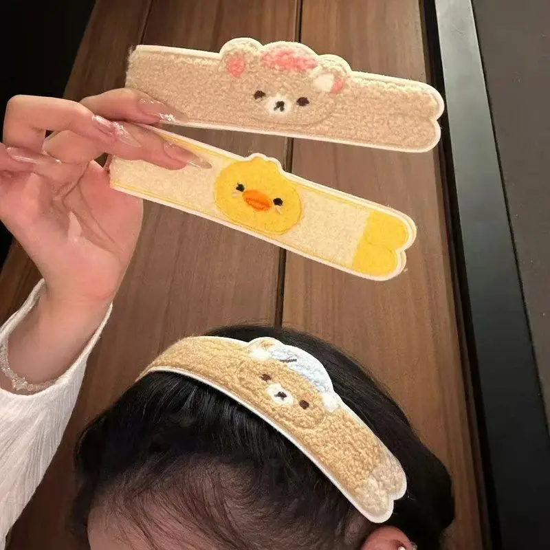 Cartoon cute long-shaped Rilakkuma personality stray hair sticker, face-washing bangs sticker, bun dual-use sweet hair accessory view 2