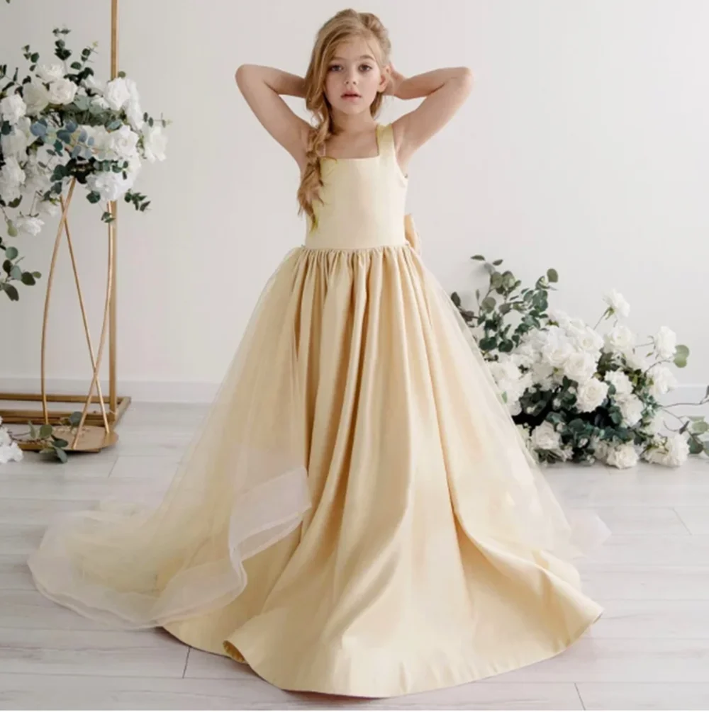 Flower Girl Dresses Ball  Wedding Party Appliqued Extra Puffy Princess Holy First Communion Dress