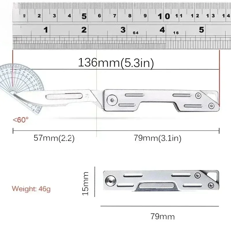 Mini Portable Pocket Folding Knife with Replaceable Blade, Stainless Steel Material, Outdoor Travel Camping Cutting Tool