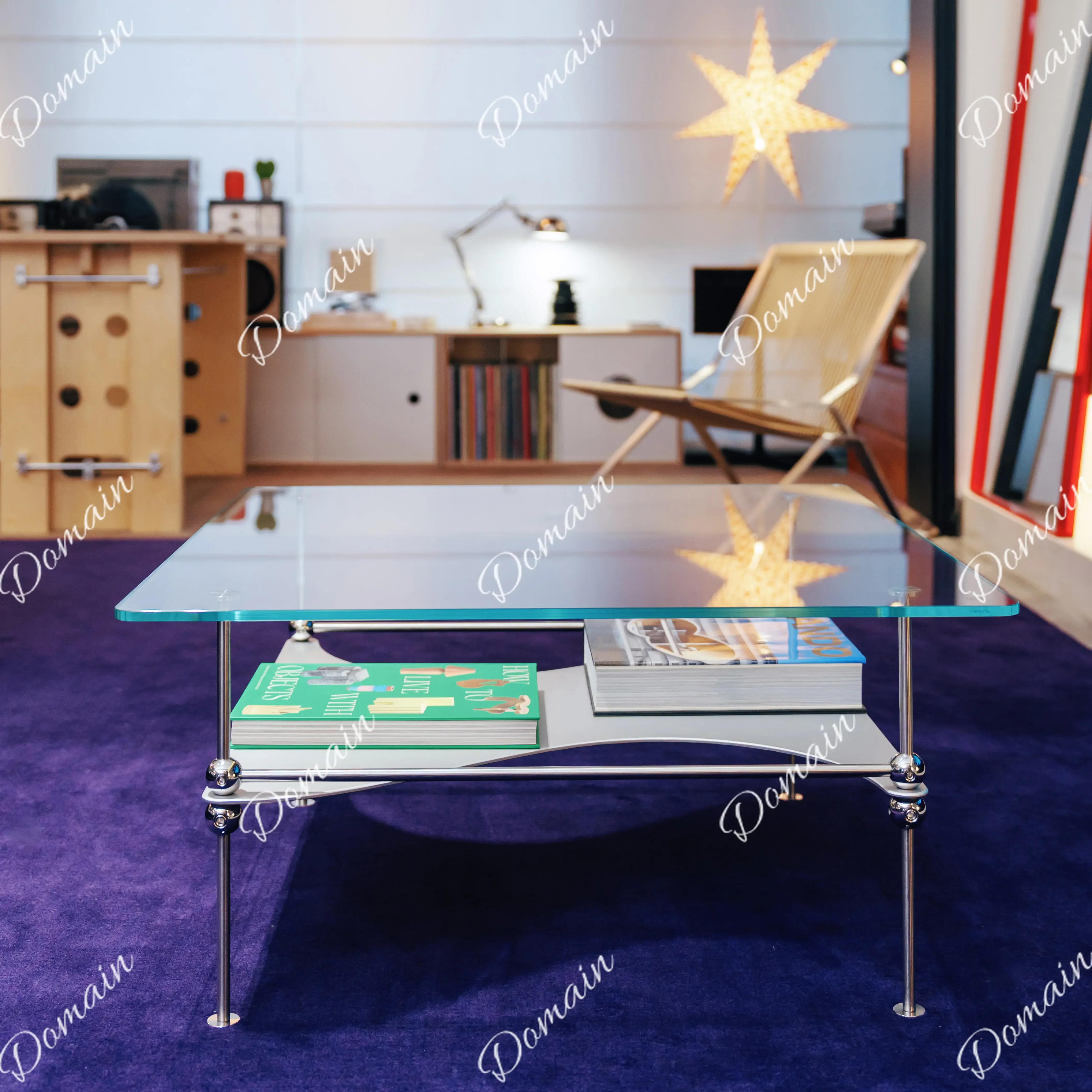 L44 Original Arc Stacked Square Coffee Table Tempered Glass Metal Minimalist Bauhaus Style Side Table