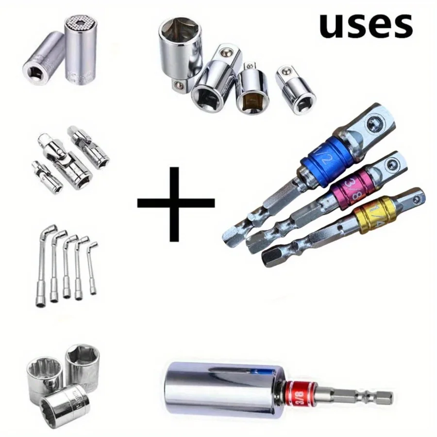 Impact Driver Socket Extension Adapter Extended Converter Power Drill Hex to High Speed Nut Male Square Wrench 1/4 3/8 1/2 view 4