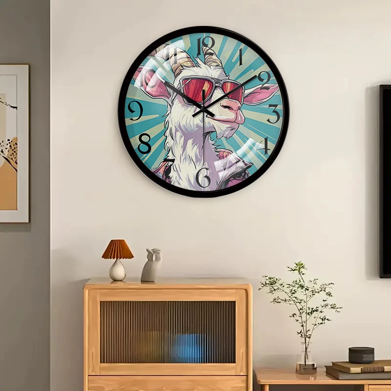 ساعة حائط معلقة صامتة على شكل رسوم متحركة على شكل الماعز، مناسبة لغرفة المعيشة والمدرسة وغرفة الدراسة وغرفة النوم وهدايا الأطفال #1