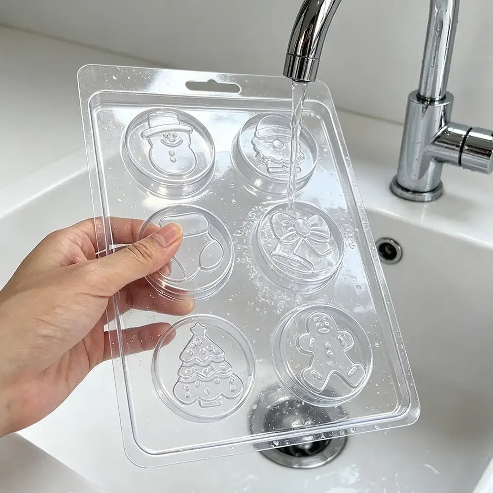 Plastic Christmas Chocolate Mold, 6 Cavity Festive Xmas Design Mould, DIY Tool for Covered Sandwich Chocolate, Soap & Ice Cube