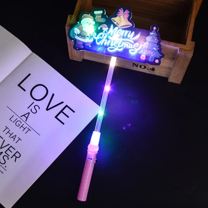 Merry Christmas Flashing Luminous Stick LED Old Man Snowman Handheld Glow Sticks Birthday Party Atmosphere Props Light Up Toys