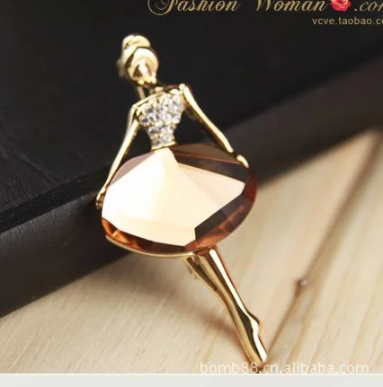 Pines For Women Cute Brooch Pin Enamel Pins Wholesale Fashion Ballet Girl Fashion Crystal Pin Broches Jewelry