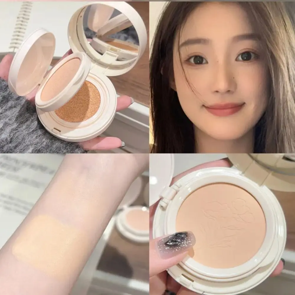 Natural Finish Matte Face Pressed Powder Whitening Cream 2 In 1 Oil Control Foundation Lasting Brightening Loose Powder