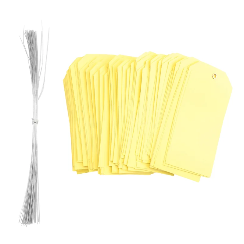 A34M-100Pcs 15.9Cmx7.9Cm Label Pengiriman Plastik dengan Kawat Tag Gantung Tahan Lama Yang Dapat Ditulis, Label Pengiriman untuk Peralatan Aksesori Otomatis