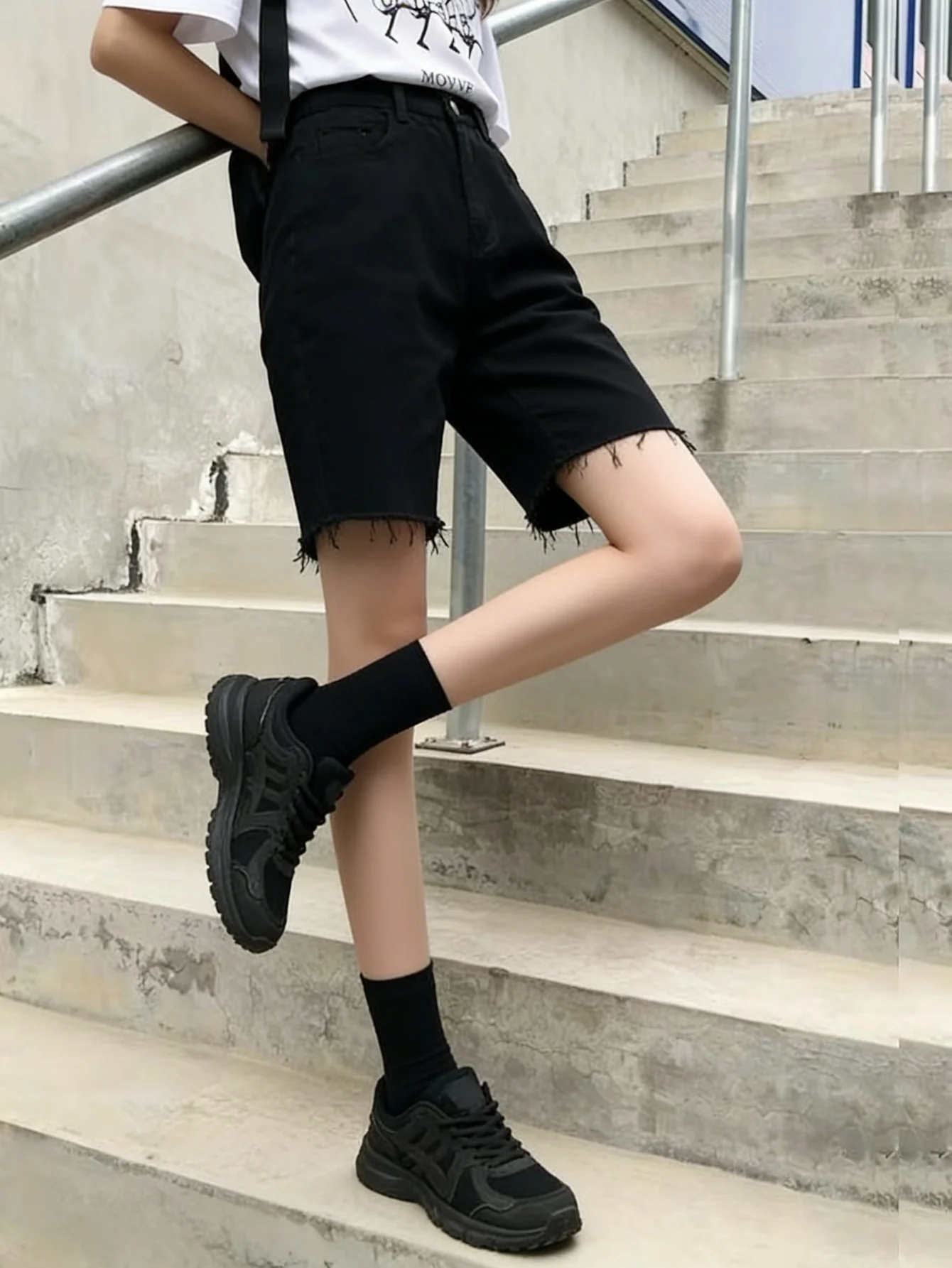 

Мужские облегающие черные стрейч-джинсовые шорты в стиле Drip Urban Outfit, унисекс, мужской стиль