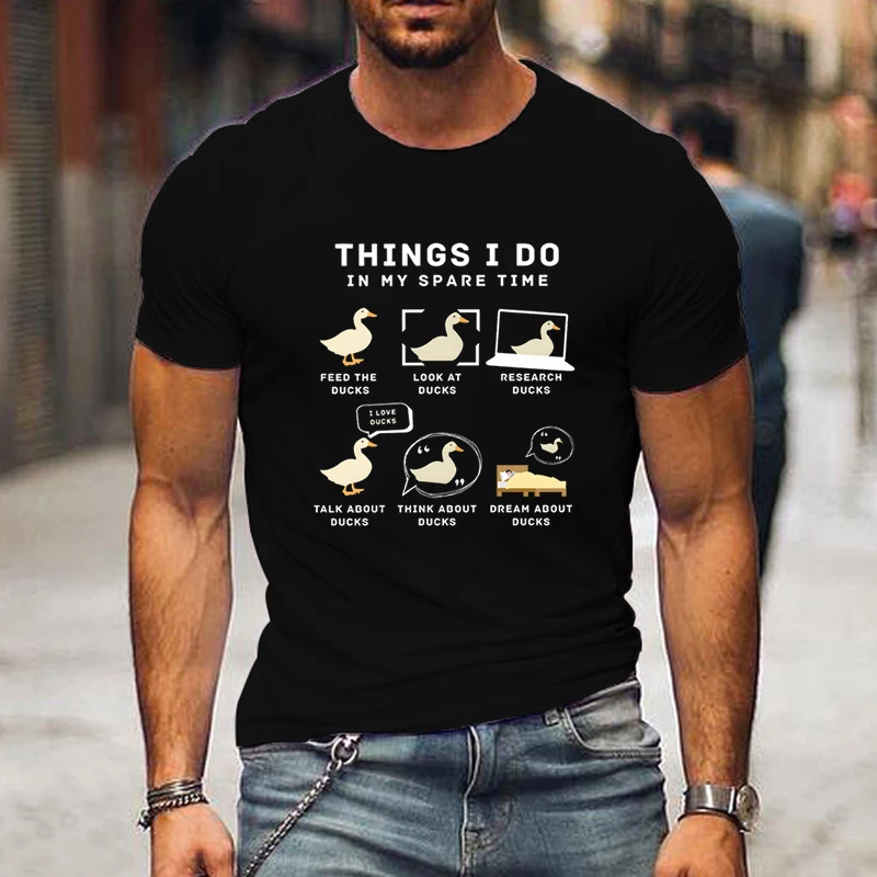 Things I Do in My Spare Time Graphic T Shirts Men Funny Duck Lover Men Clothing Duck Country Life Essential Short Sleeve T-shirt